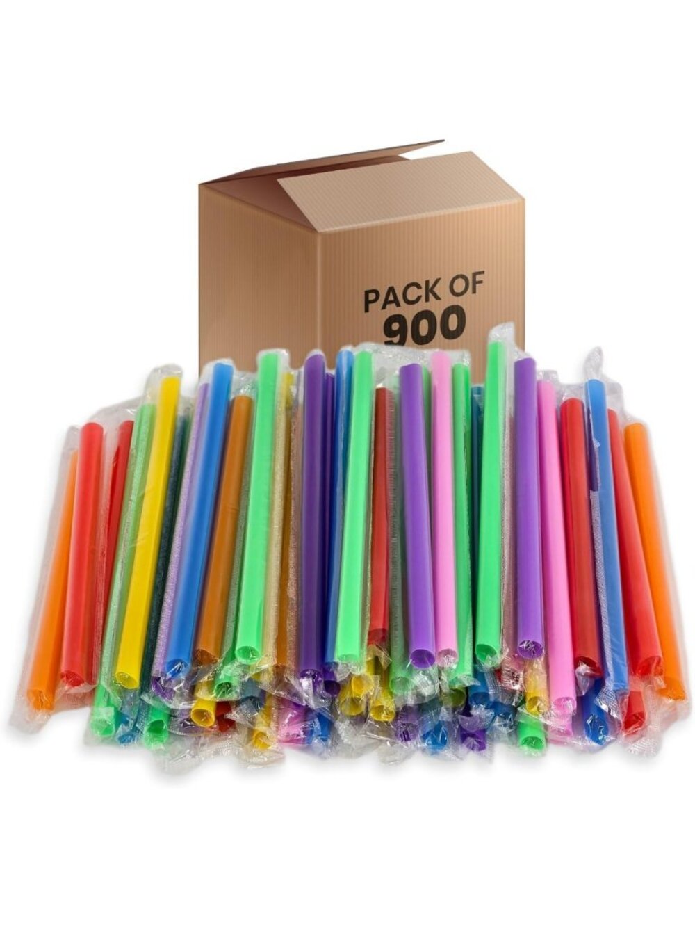 900 Pcs Jumbo Smoothie Straws - Colorful Disposable Bubble Tea & Milkshake